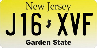 NJ license plate J16XVF