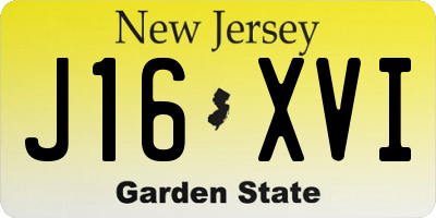 NJ license plate J16XVI