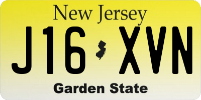 NJ license plate J16XVN