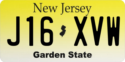 NJ license plate J16XVW