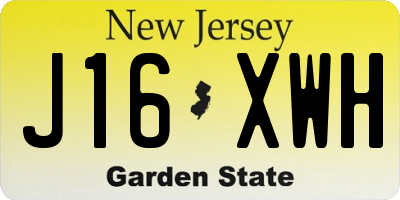 NJ license plate J16XWH