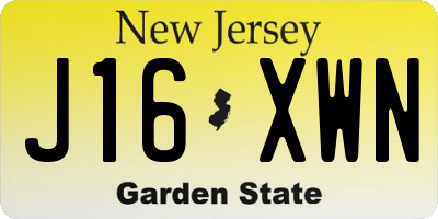 NJ license plate J16XWN