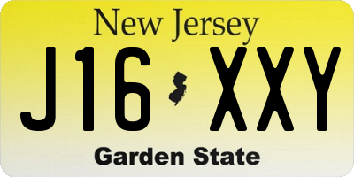 NJ license plate J16XXY