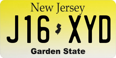 NJ license plate J16XYD