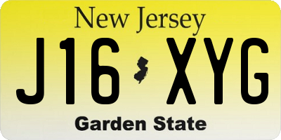 NJ license plate J16XYG