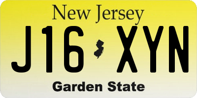 NJ license plate J16XYN