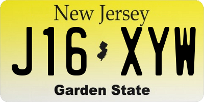 NJ license plate J16XYW