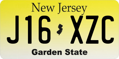 NJ license plate J16XZC