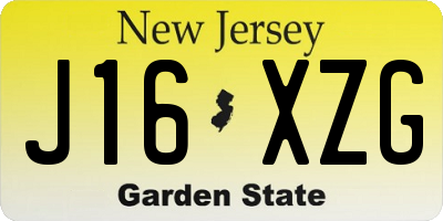 NJ license plate J16XZG
