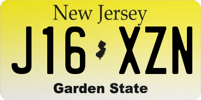 NJ license plate J16XZN