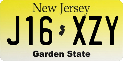 NJ license plate J16XZY
