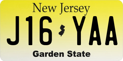 NJ license plate J16YAA