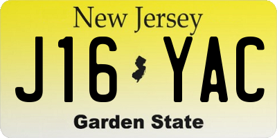 NJ license plate J16YAC