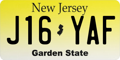 NJ license plate J16YAF