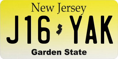 NJ license plate J16YAK