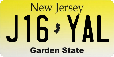NJ license plate J16YAL