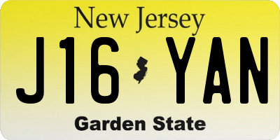NJ license plate J16YAN