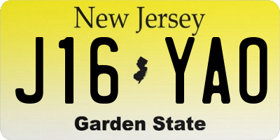 NJ license plate J16YAO