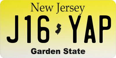 NJ license plate J16YAP