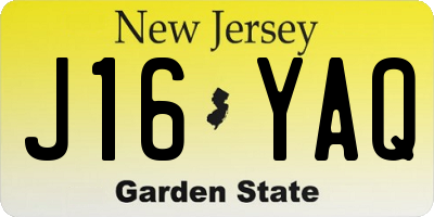 NJ license plate J16YAQ