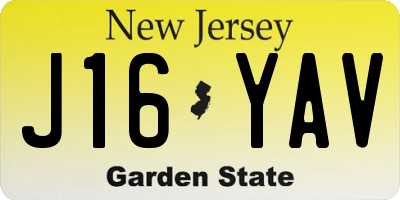 NJ license plate J16YAV