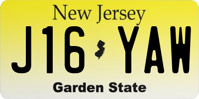 NJ license plate J16YAW