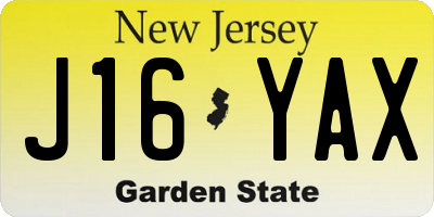 NJ license plate J16YAX