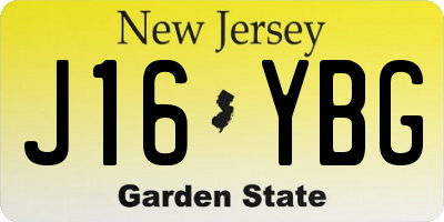 NJ license plate J16YBG