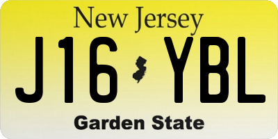 NJ license plate J16YBL