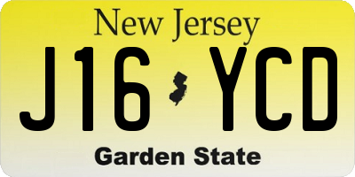 NJ license plate J16YCD