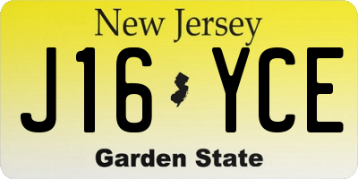 NJ license plate J16YCE