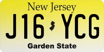 NJ license plate J16YCG
