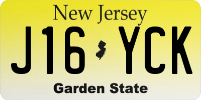 NJ license plate J16YCK