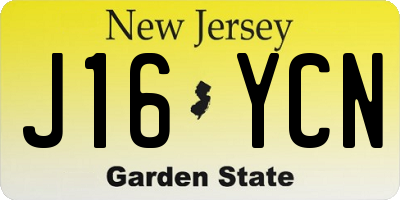NJ license plate J16YCN