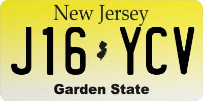 NJ license plate J16YCV