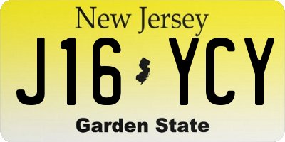 NJ license plate J16YCY