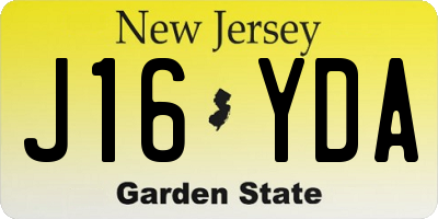 NJ license plate J16YDA