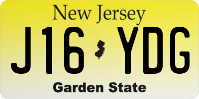 NJ license plate J16YDG