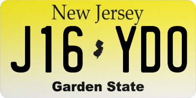 NJ license plate J16YDO