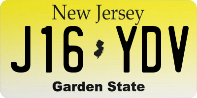 NJ license plate J16YDV