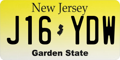 NJ license plate J16YDW