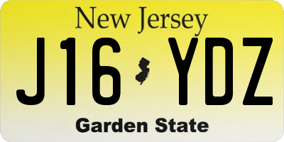 NJ license plate J16YDZ
