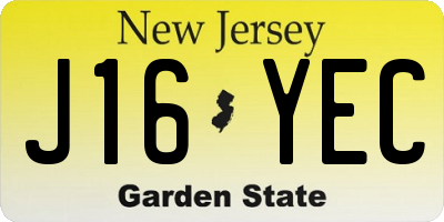 NJ license plate J16YEC