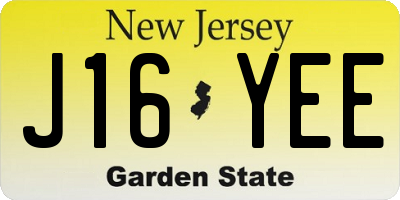 NJ license plate J16YEE