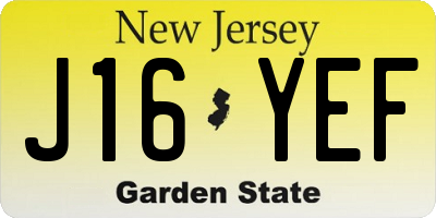 NJ license plate J16YEF