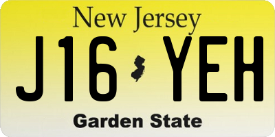 NJ license plate J16YEH
