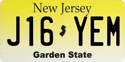 NJ license plate J16YEM
