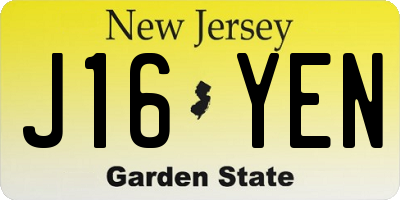 NJ license plate J16YEN