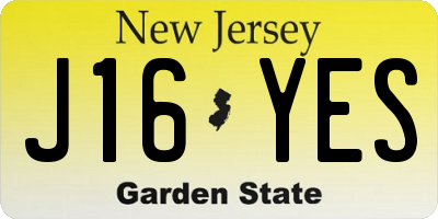 NJ license plate J16YES