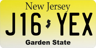 NJ license plate J16YEX